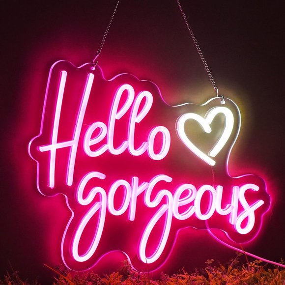 Hello Gorgeous Heart Neon Pink Party/Dorm/Wedding/Bday/Bachelorett - Picture 1 of 3